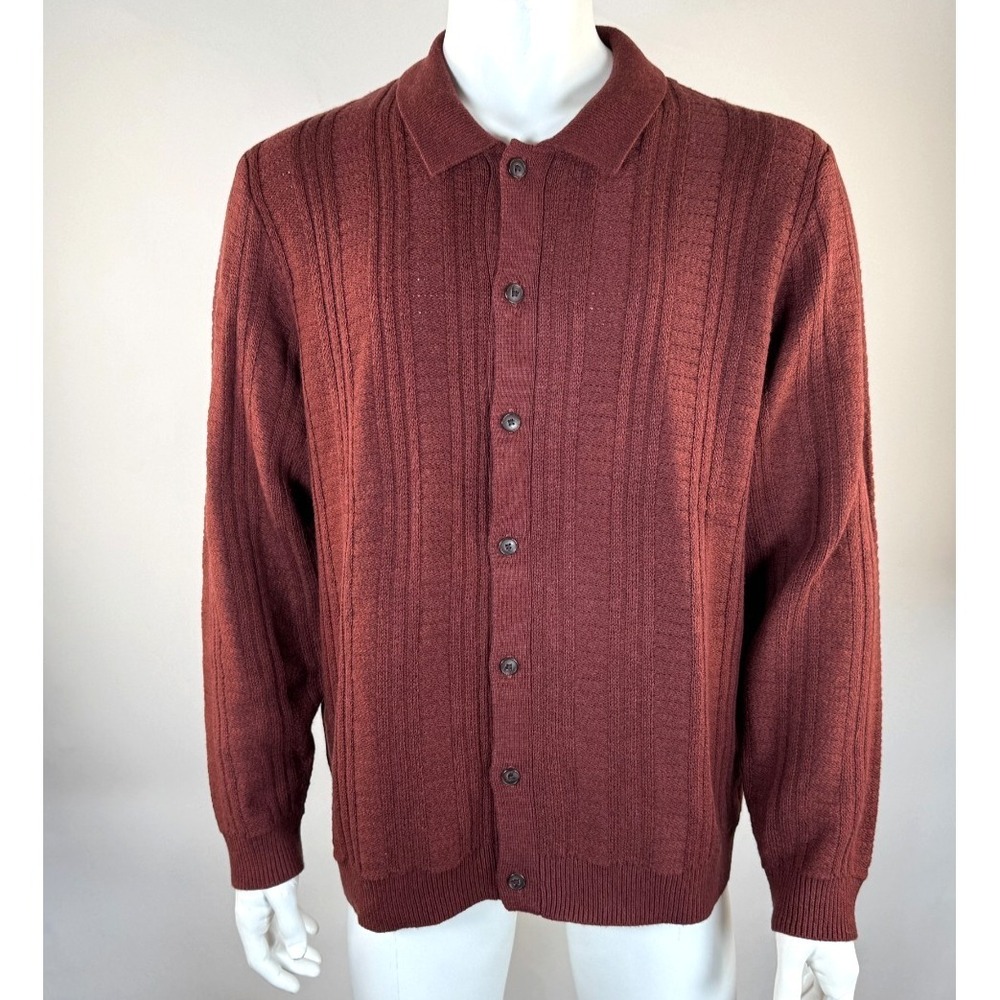 Marine Layer Arthur Sweater Button Down Mens XL EUC Long Sleeve Rust Brown